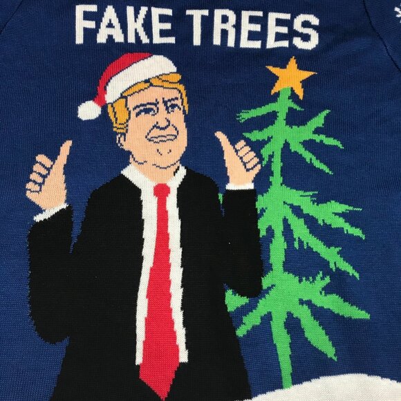Tipsy Elves Donald Trump Ugly Christmas Sweater Unisex XXL Fake Trees MAGA USA - Picture 4 of 12